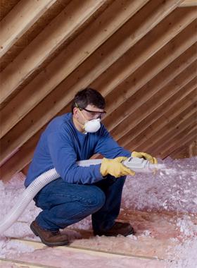 Attic Insulation Blown in fiberglass or cellulose insulation