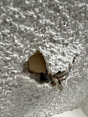 Hole in ceiling during roof fix