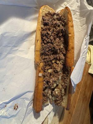 What is this!!! Crappy "Large" Steak & Cheese Sub !!!!