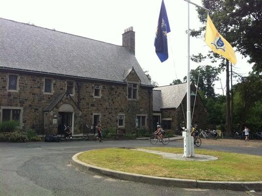 Parking lot usually has more bikers than cars