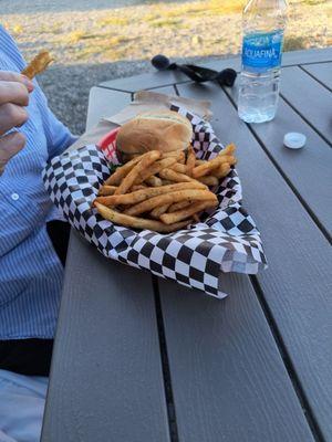 Hamburger and fries