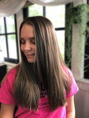 Lowlights only to blend in the natural summer highlights.