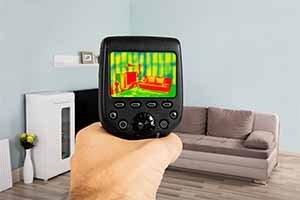 Thermal imagine can let us see behind the walls and detect water leaks, radiant heating, and major causes of heating loss.