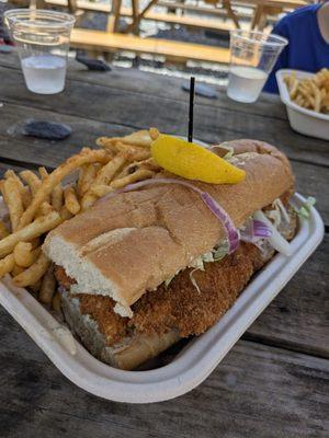 Fish camp flounder sandwich