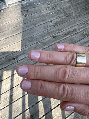 Disappointed with the proximal (top) edge of nails near cuticles - they look very ragged. I could have done better at home.