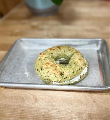 Spinach parmesan bagel