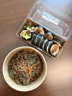 Spicy pork Gimbap $7.99 5/5 stars. Beef Bulgogi Japchae $12.99 4/5 stars.