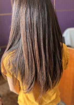 Highlights and color on long hair