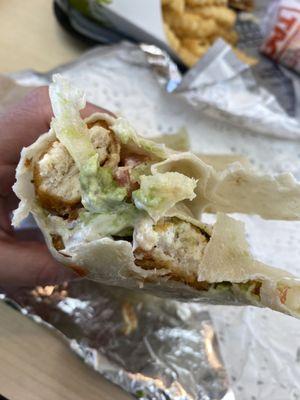 Crispy chicken guac burrito