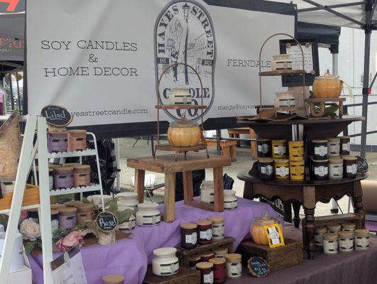 Hayes Street Candle Company of Ferndale, Washington, on display at Oyster Run in Anacortes, WA, September 2025.