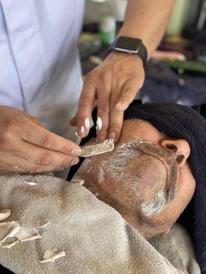 Straight razor shave! The only way to go.
