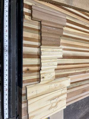 Milling process for previously discontinued oak crown molding.