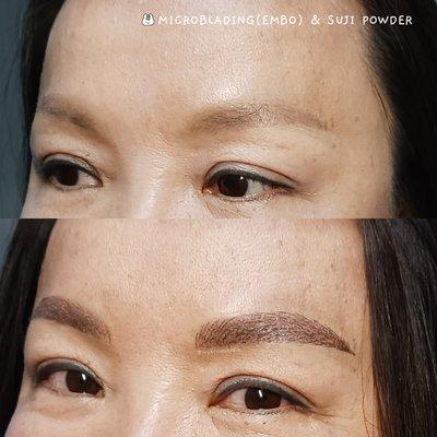 Soft combo brows
Microblading(Embo) + Suji Poeder