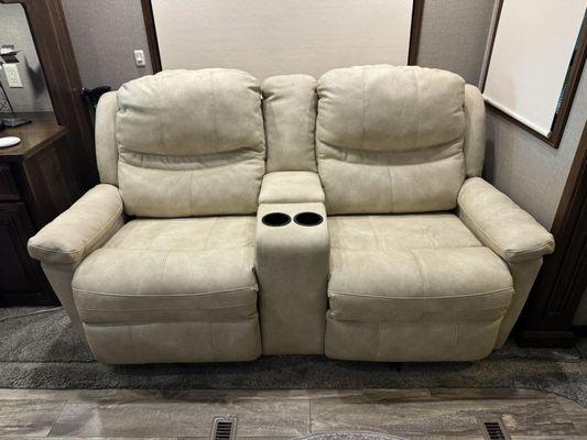Nikita reupholstered our RV dual recliner. We are very excited about how wonderful it looks. Her craftsmanship is impeccable.