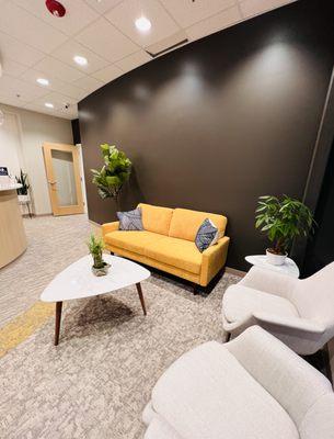 Waiting area at Seattle dentist Evergreen Smile Studio