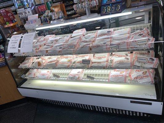 Deceptive signage at their pie counter. Pies were not good