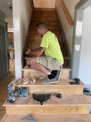 Business Owner, Jeremy Vincent working on stairs!