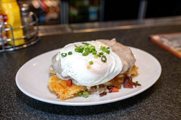 country fried steak w/eggs $22