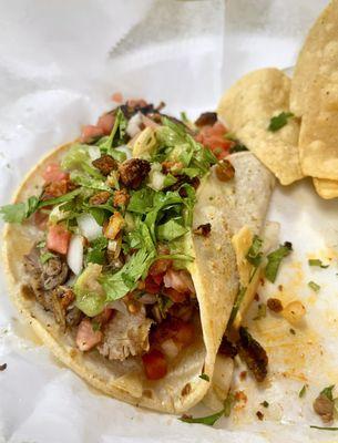 This is the chicken taco and it had a lot of fresh tomatoes, lettuce and guacamole