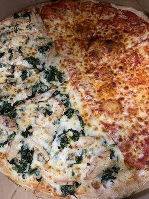 Cheese pizza and Florentine Pizza