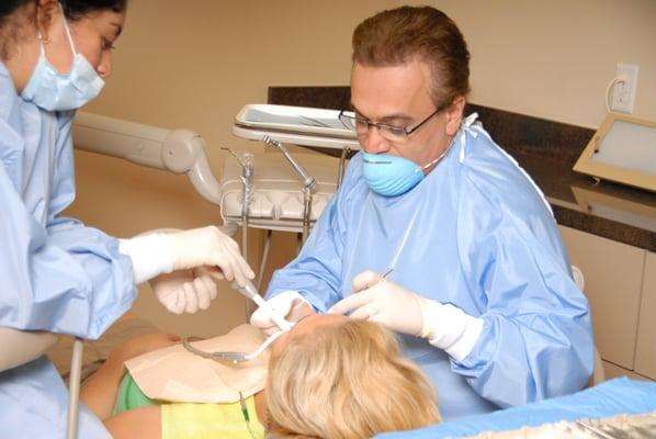 Working on a patient