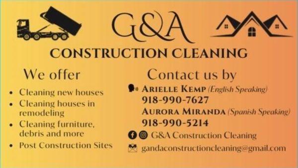 G and A construction Cleaning