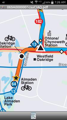 Map of the Almaden Branch Line