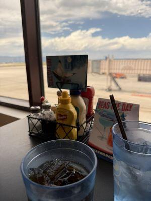 Condiments and a view
