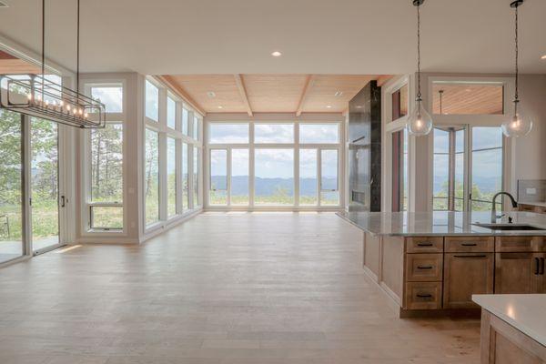 Spacious kitchen and living area