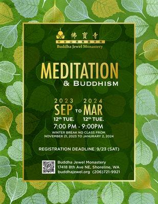 Journey Towards Happiness and Wisdom: Enroll in our Meditation and Buddhism Classes.