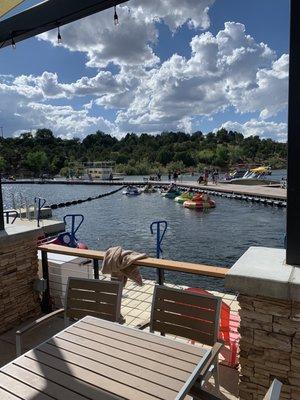 7/27/19. Outside Cafe. There are bumper boats to rent next to the Cafe.