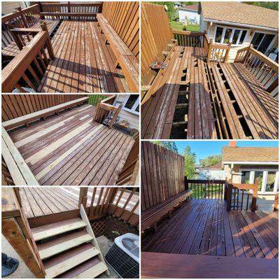 Deck repair and stain