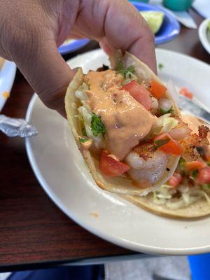 Shrimp Taco...next time I will hold the sauce.