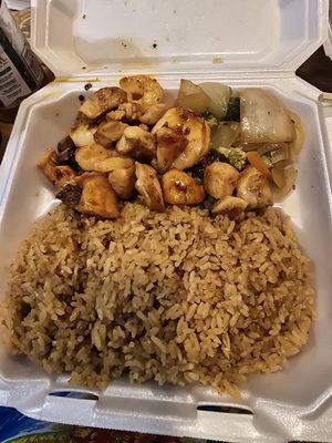 Combo 3 Steak Chicken and Shrimp Hibachi meal