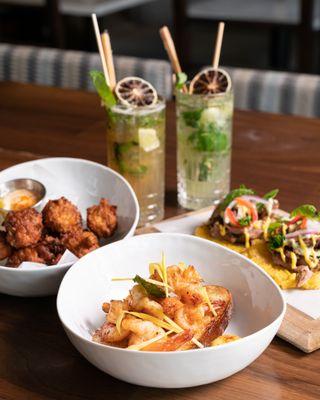 Frituras de Bacalao, Camarones al Ajillo and Tostones Rellenos to tempt your tastebuds!