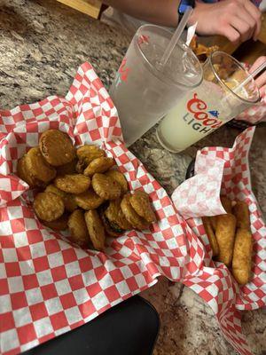 Fried pickles and mozzarella sticks