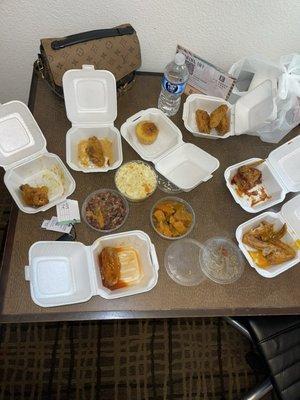 Had yams, mac n cheese and red beans and rice. Topped off with cornbread