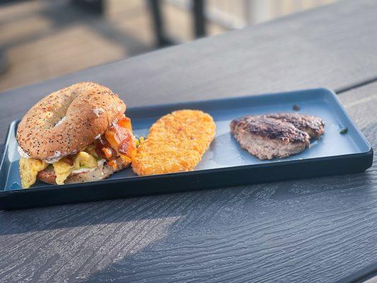 Davey Jones Bagel with side sausage