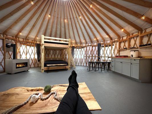 The interior of a Chandler Heights Yurt