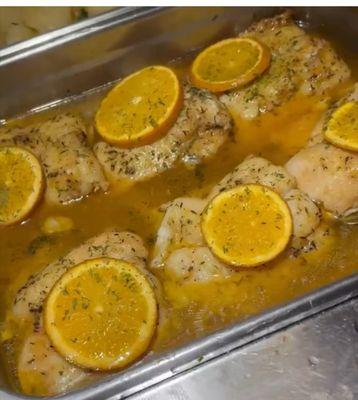 Red snapper in orange sauce. Special of the day.