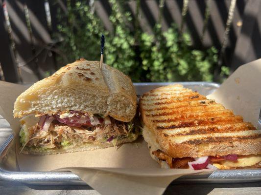 (Left) Carnitas torta (right) Chipotle chicken panini
