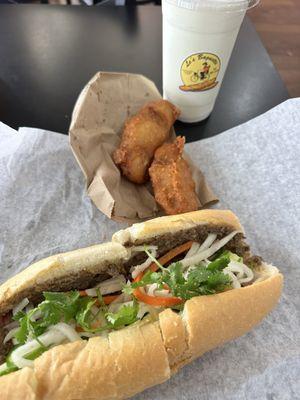 Special banh mi & durian smoothie...