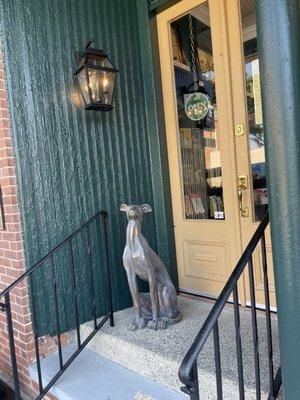 The doors and a Greyhound statue