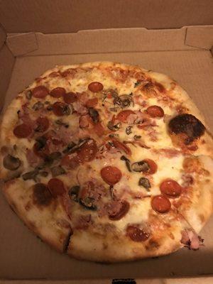 A picture of a "Meat Me at the Depot" pizza at Trackside Pub & Deli