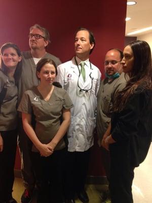 Dr. Lowe and staff doing the "album cover" pose