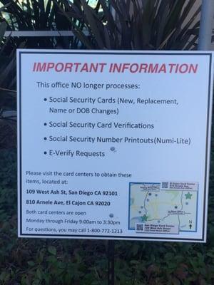 8505 Aero Drive SS office does not process the following listed on this post.