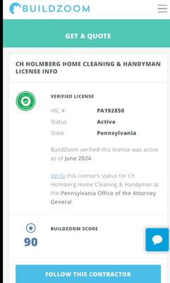 C H Holmberg Home Cleaning and Handyman