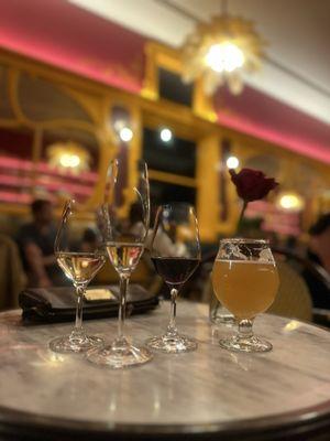 Wine flight and a Hefeweizen
