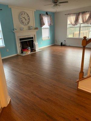 Hardwood in living room.