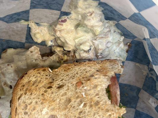 Chicken salad was soupy